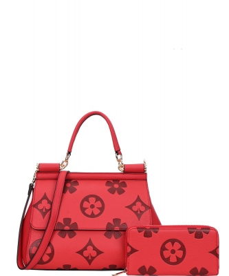 Monogram 2-in-1 Satchel Bag with Wallet YB-9113W RED